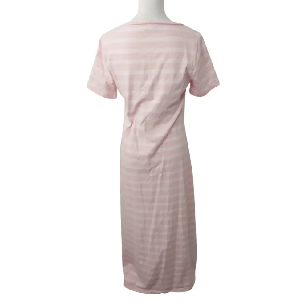NWOT! J. CREW! TWO TONED PINK STRIPED 100% FINE KNIT COTTON SHIRT DRESS! SZ M